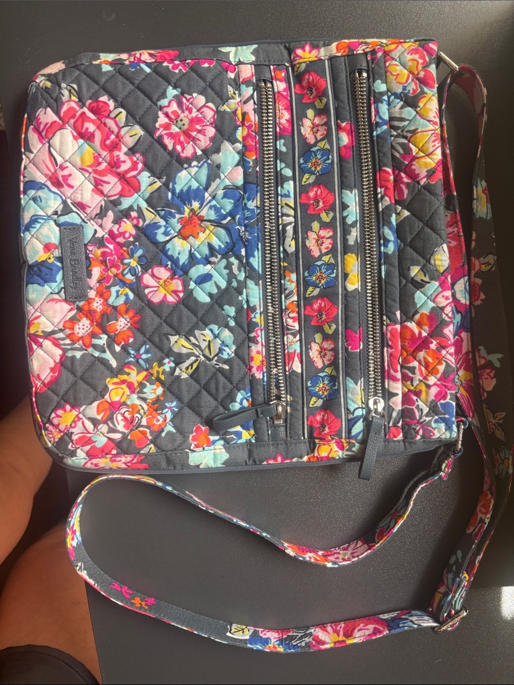 Vera Bradley Navy Floral Quilted Crossbody Bag